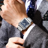 Montre à quartz pour homme Poedagar 870, cadran carré, montre de luxe, étanche, lumineuse, en acier inoxydable, montre pour homme, montre homme