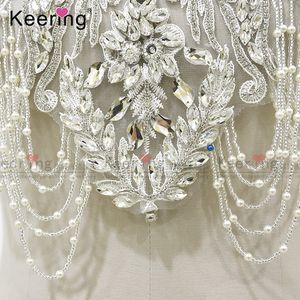 Robe de mariée faite à la main coudre sur bling <span class=keywords><strong>perle</strong></span> broderie corsage embelli patchs Appliques - Product Image 5