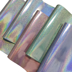 Tissu synthétique irisé à paillettes réfléchissantes au laser arc-en-ciel météore holographique Faux cuir pour sacs personnalisés Textile 0.7mm - Product Image 5