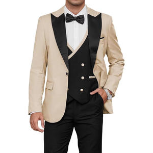 男性用3ピーススリムフィットダブルブレストタキシードビジネスフォーマルディナー & ウェディングプロムスーツ通気性 - Product Image 1