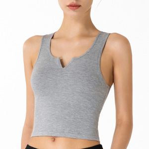 Camiseta sin mangas básica para <span class=keywords><strong>Mujer</strong></span>, Tops cortos ajustados lisos de punto, ropa de calle elástica, estilo informal - Product Image 3