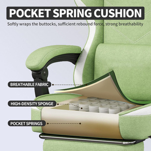 Chaise de jeu pivotante inclinable ergonomique en cuir PU, chaise de jeu de haute qualité, chaise de sport électronique avec repose-pieds - Product Image 4