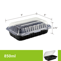 Vente en gros Récipient alimentaire jetable à micro-ondes à couvercle à charnière bicolore de 9x6 pouces avec 1 compartiment emballage de restaurant
