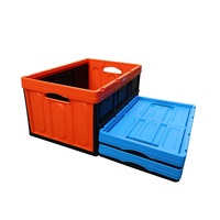 Boîte de rangement pliable et empilable JOIN Blue en plastique avec couvercle pour la maison, le bureau et l'entrepôt
