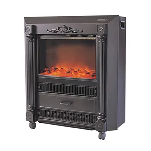 freestanding metal wood burning electric fireplace heater