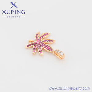 Jewelry Xuping Perhiasan Lapis Emas Tembaga Daun Maple Set Mikro Sederhana Zirkon 18K Warna Emas Sintetis CZ 3A + Liontin - Product Image 6