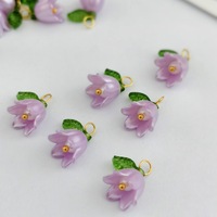 Bracelet et boucle d'oreille fleur feuille 3D plaqué or accessoires perle multicolore bijoux à bricoler soi-même breloques Lily Valley matériau principal alliage