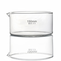 Vaisselle de laboratoire en verre borosilicaté de haute qualité, personnalisable OEM/ODM, coupelle de cristallisation à bec verseur, fond plat, résistante aux hautes/basses températures