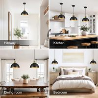 Lampes suspendues réglables en hauteur de style industriel farmhouse noires SIMIG de 12 pouces pour îlot de cuisine, salle à manger, design vintage en forme de dôme