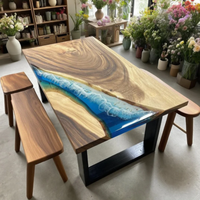 Table de salle à manger en bois de noyer massif, fabrication directe d'usine de meubles pour la maison, table de cuisine, table en résine époxy