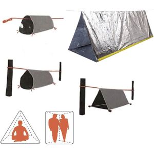 Tente tubulaire portable légère en PE argentée pour abri de survie, imperméable pour le camping en plein air, la randonnée, l'escalade et les secours d'urgence - Product Image 4