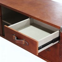 Meuble TV rétro en cuir de style américain, console multimédia pour salon avec 4 tiroirs, mobilier de maison OEM/ODM