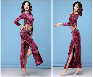 Costumes de danse du ventre Blouse Jupe longue Costumes <span class=keywords><strong>Bollywood</strong></span> Pratique Stage Dancer Wear - Product Image 2