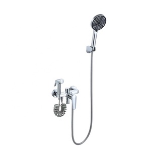 Set <span class=keywords><strong>Doccia</strong></span> a Parete a 3 Vie di Alta Qualità, Cromo Spazzolato e Grigio Canna di Fucile, Sistema <span class=keywords><strong>Doccia</strong></span> con Miscelatore e Pistola Bidet Pressurizzata - Product Image 3