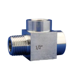 Raccord de tuyau à 3 voies en acier inoxydable haute pression Type T 1/4 "mâle x 1/4" femelle x 1/4 "femelle adaptateur de raccord Tee