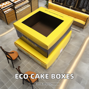 Boîtes d'emballage rectangulaires recyclables pour desserts, forme <span class=keywords><strong>livre</strong></span> avec fenêtre, poignée, lamination brillante, pour <span class=keywords><strong>pâtisserie</strong></span>, gâteaux au fromage, boulangerie - Product Image 2