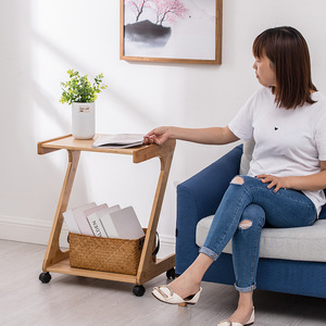 Mesa auxiliar para sofá en forma de Z con estante de almacenamiento, mesa de centro móvil para sala de estar, dormitorio, diseño minimalista moderno - Product Image 1