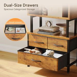 <span class=keywords><strong>Estantería</strong></span> decorativa de madera para dormitorio, <span class=keywords><strong>cajones</strong></span> de tela Vintage para oficina en casa, <span class=keywords><strong>estantería</strong></span> de 7 niveles, <span class=keywords><strong>estantería</strong></span> geométrica alta - Product Image 6