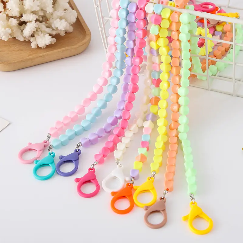 Candy Color Beaded Kids Eyeglass Chains Maskes Necklace Holder Beaded Masking Lanyard Strap Face Maskes Glasses Chain