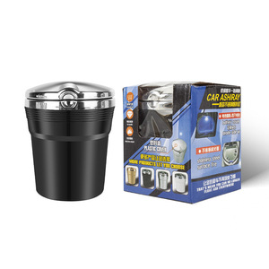 Car Ashtray Flip Embedded Led Light <b>Silver</b> Plastic For Car - Product Image 3