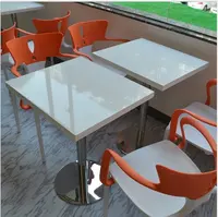 Restaurante resina corians piedra acrílico superficie sólida café Mesa tops, restaurante mesa de comedor y silla