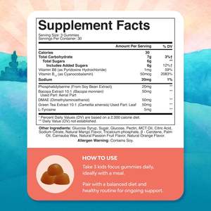 Gummies apaisantes pour enfants en gros, formule à la mélisse, au magnésium, à la vitamine <span class=keywords><strong>B6</strong></span> et à la L-théanine, soutient l'humeur des enfants à partir de 8 ans, végétarien - Product Image 3
