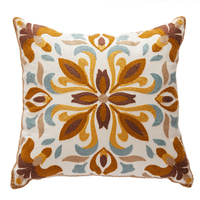 Housse de coussin décorative brodée de fleurs et de plantes, style jardin de village, pour canapé et salon NLS14119