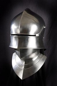 Casco Alemán Sallet de Acero Calibre 18, Visera Móvil, Usable, Disfraz de Armadura Medieval para Adulto, Tradicional - Product Image 3