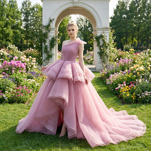 Robe de Soirée de Luxe Rsm251154 avec Fermeture Éclair, Personnalisable, Élégante, en Chiffon avec Appliques Plissées et Froncées, en Cachemire, pour Occasions Spéciales - Product Image 1