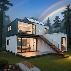 Casa prefabricada moderna con vista al bosque-Diseño de iluminación arcoíris y nocturna, estructura de cubo blanco - Product Image 5