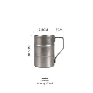 Taza de tambor de acero inoxidable con asa para cafés, restaurantes, camping al aire libre, envejecimiento <span class=keywords><strong>vintage</strong></span> irrompible - Product Image 6