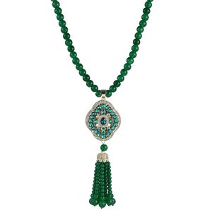 Chinese Style Green Ruyi Sweater Chain Long Necklace Tassel Pendant Zinc Alloy Retro Fashion Accessory - Product Image 4