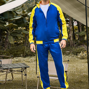 Traje de sudor para hombre, traje de <span class=keywords><strong>2</strong></span> piezas, chaquetas de manga larga para hombre, Tops, conjunto de chándales deportivos de contraste informal para correr - Product Image 5