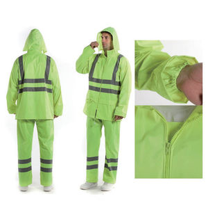 HPR0129 Customized Workers Cleaners City <b>Management</b> Uniforms High Vis Fluorescent Green Color Reflective Rain <b>Coat</b> - Product Image 2
