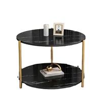 Table basse d'appoint 2 niveaux en fer noir de style nordique moderne, design panneau, pour salon, canapé ou chevet