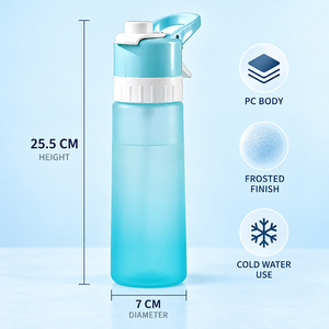 Bouteille d'eau sport en PC givré avec bouchon à boire directement, poignée intégrée et logo personnalisé OEM ODM - Product Image 3