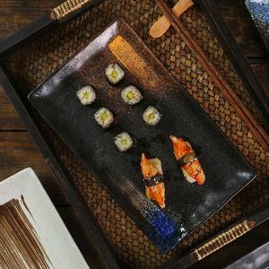 Vintage Rectangular Sushi Sashimi <b>Plate</b> Hotel Restaurant Tableware Dim Sum Serving Tray <b>Ceramic</b> Barbecue Steak <b>Plate</b> - Product Image 4