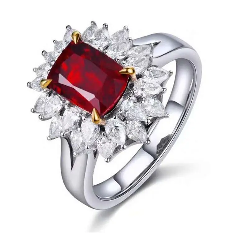 Sgarit Dubai Au750 Gold 18K Echte Edelsteen Sieraden Lady Engagement Ring 3.01Ct Pigeon Blood Red Onverwarmde Natuurlijke Ruby Ring