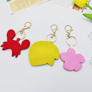 Porte-clés <span class=keywords><strong>de</strong></span> luxe fait main perlé pour femme, avec <span class=keywords><strong>patch</strong></span> floral brodé, paillettes brillantes, crabe, citron, breloque pour sac ou voiture - Product Image 2