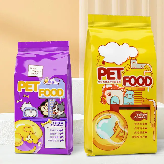 Mèo xả rác mèo thực phẩm giấy kraft bao bì thức ăn vật nuôi túi 1kg 2kg 4kg 20kg thức ăn cho chó xử lý bao bì túi giấy Dây Kéo Túi cho vật nuôi