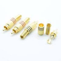 Connecteur RCA plaqué or Connecteur audio mâle/femelle avec protecteur de câble à ressort métallique rouge noir