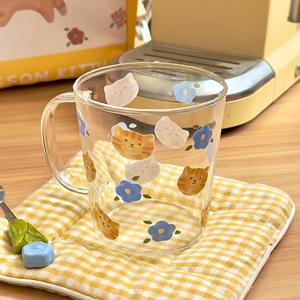 Copo de Vidro Criativo com Desenho de Gato Lelyi, Presente para Meninas, Copo para Café e Leite - Product Image 5