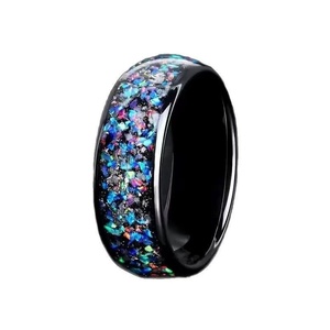 Anello da Uomo in Carburo <span class=keywords><strong>di</strong></span> Tungsteno con Intarsio in Ametista, Fede Nuziale Nera, Gioiello <span class=keywords><strong>Promessa</strong></span> <span class=keywords><strong>di</strong></span> Fidanzamento, Regalo, Larghezza 8MM, Durevole per Uomo, Uso Quotidiano - Product Image 3