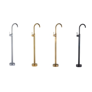 Robinet de <span class=keywords><strong>baignoire</strong></span> sur pied en laiton poli chromé noir, mitigeur cascade à débit élevé, design moderne <span class=keywords><strong>pour</strong></span> salle de bain - Product Image 1