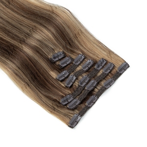 Ekstensi Rambut Top <span class=keywords><strong>Clip</strong></span> dari Rambut Manusia Asli, 100% Rambut Manusia Virgin, 20 inci 120g 7Pcs, 4-27 Cokelat Ke Cokelat Pirang - Product Image 2