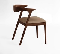 Chaise élégante en bois massif de style mid-century avec dossier en fer pour la maison, le bureau, l'hôtel, la salle à manger, l'appartement