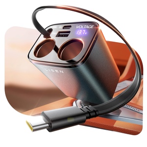 LISEN, recién llegado, adaptador divisor de encendedor de cigarrillos dual con cargador de coche retráctil de 90W <span class=keywords><strong>para</strong></span> iPhone, Samsung, <span class=keywords><strong>iPad</strong></span>, <span class=keywords><strong>AirPods</strong></span> - Product Image 1