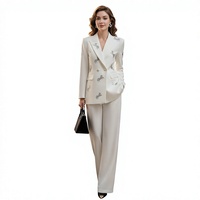 Ensemble Blazer Croisé et Pantalon Large de Luxe Fait Main pour Travaux Intenses, Personnalisable OEM/ODM