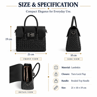 Sac à main en cuir de mouton tressé avec poignée supérieure et rabat à fermoir, sacs à bandoulière pour femmes, logo personnalisé OEM ODM, vente en gros