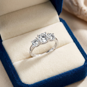 1Ct Round Cut D Color VVs1 Blue Moissanite Ring Fine Jewelry Engagement Wedding <b>Gift</b> for Women S925 Sterling Silver - Product Image 4